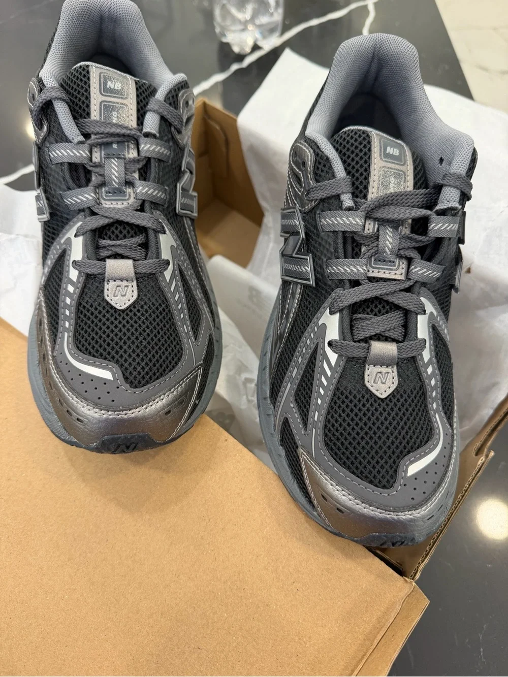 New Balance Black and Gray Lace-Up Sneakers